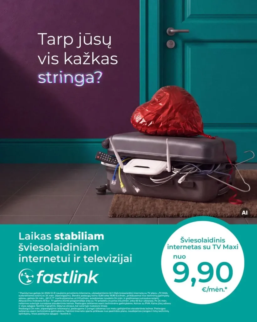 AKCIJOS ŠVIESOLAIDINIS INTERNETAS IR TV MAXI NUO 9,90 EUR